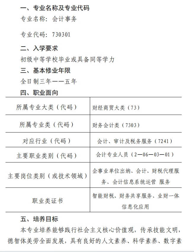新郑中专会计事务专业人才培养方案（3+2）(图5)